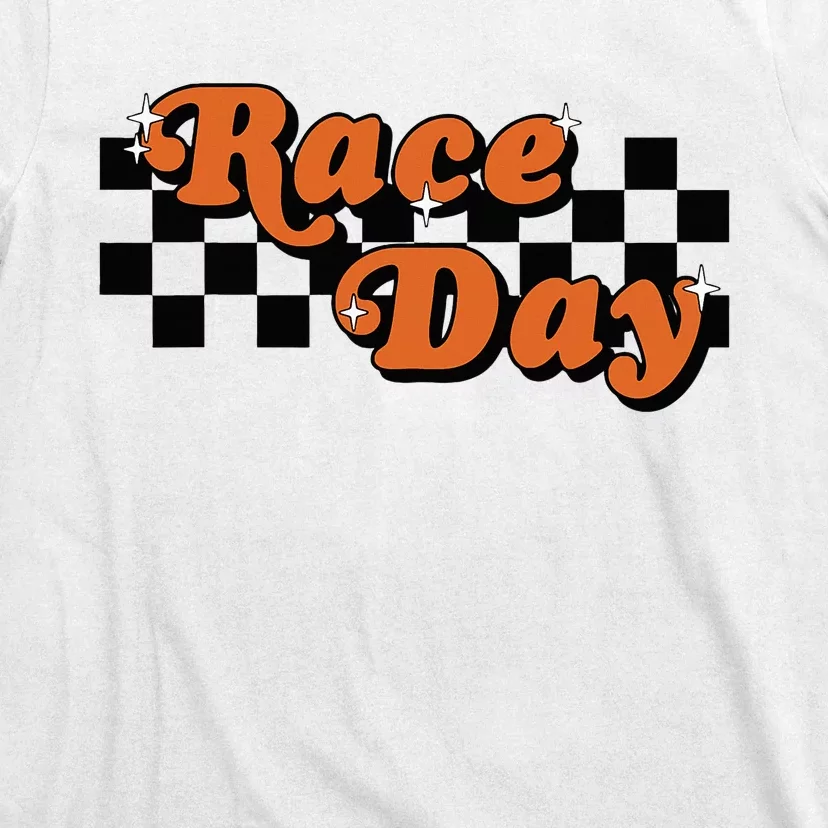 Race Day Checkered Flag Racing Driver Cheer Mama T-Shirt