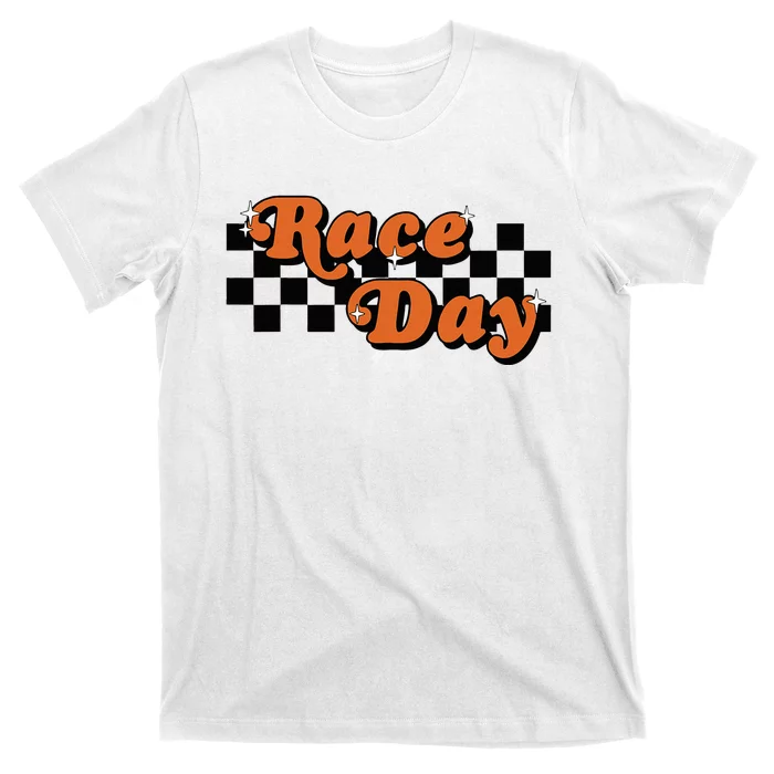 Race Day Checkered Flag Racing Driver Cheer Mama T-Shirt