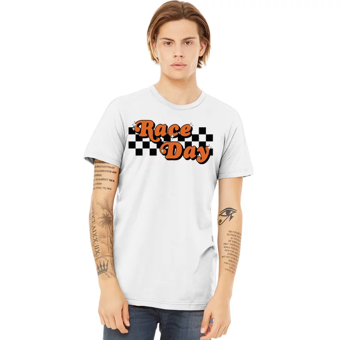 Race Day Checkered Flag Racing Driver Cheer Mama Premium T-Shirt