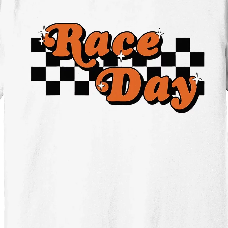 Race Day Checkered Flag Racing Driver Cheer Mama Premium T-Shirt