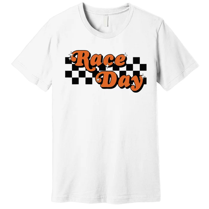 Race Day Checkered Flag Racing Driver Cheer Mama Premium T-Shirt