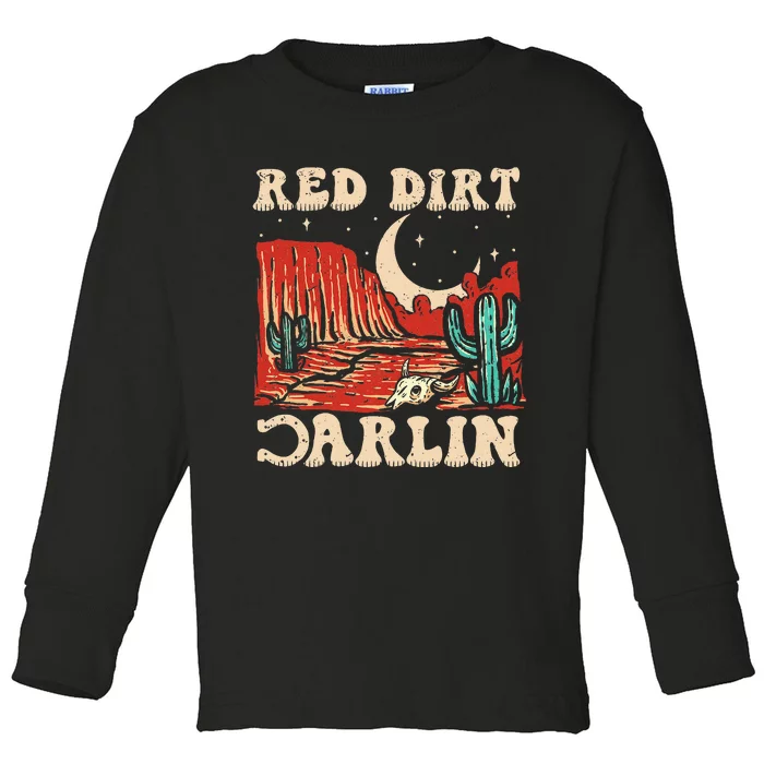 Red Dirt Country Music Western Theme Toddler Long Sleeve Shirt