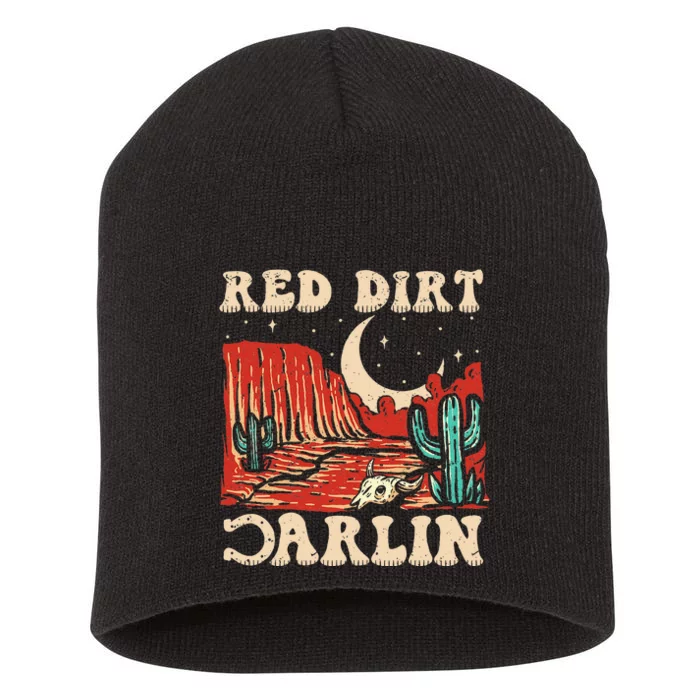 Red Dirt Country Music Western Theme Short Acrylic Beanie