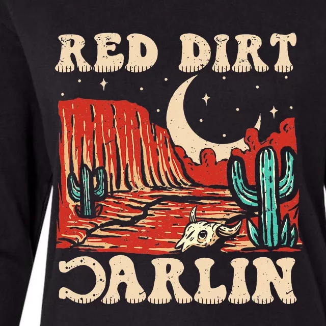 Red Dirt Country Music Western Theme Womens Cotton Relaxed Long Sleeve T-Shirt