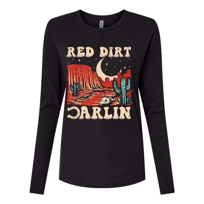 Red Dirt Country Music Western Theme Womens Cotton Relaxed Long Sleeve T-Shirt