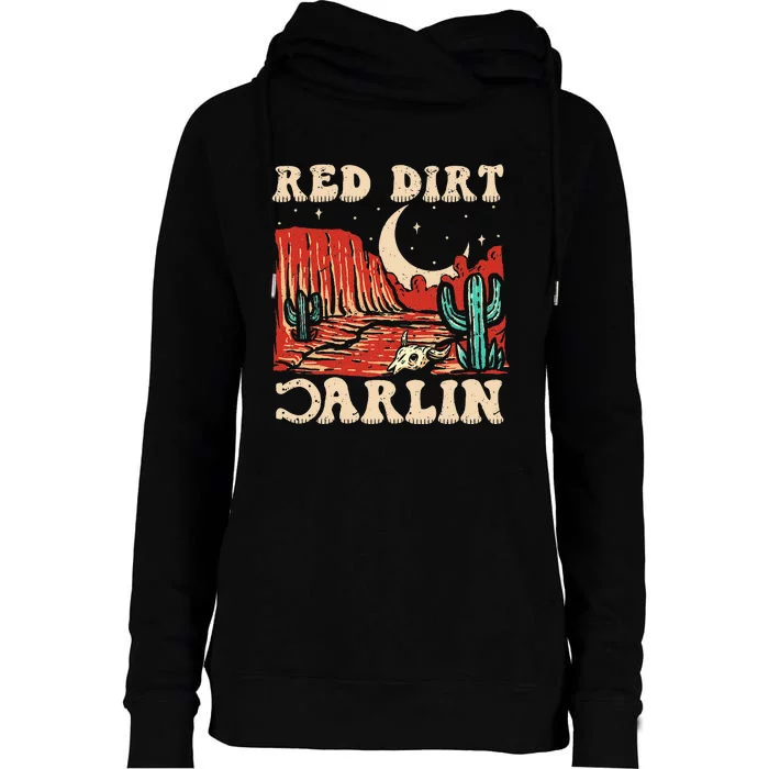 Red Dirt Country Music Western Theme Womens Funnel Neck Pullover Hood