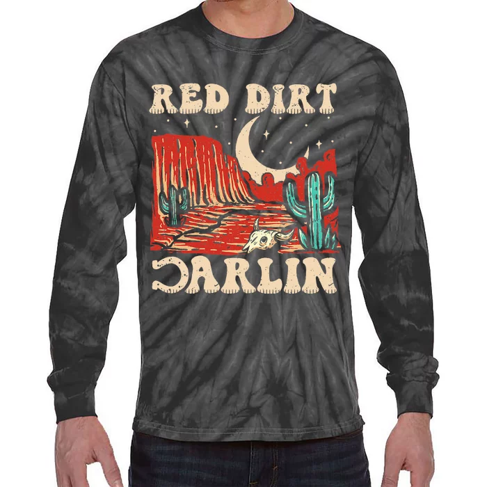 Red Dirt Country Music Western Theme Tie-Dye Long Sleeve Shirt