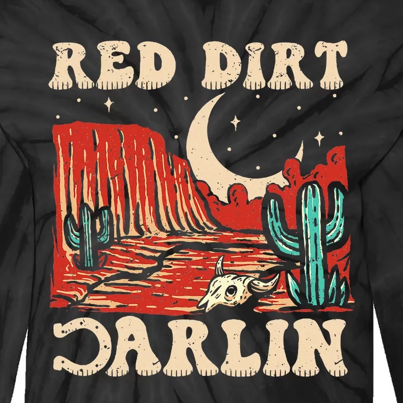 Red Dirt Country Music Western Theme Tie-Dye Long Sleeve Shirt