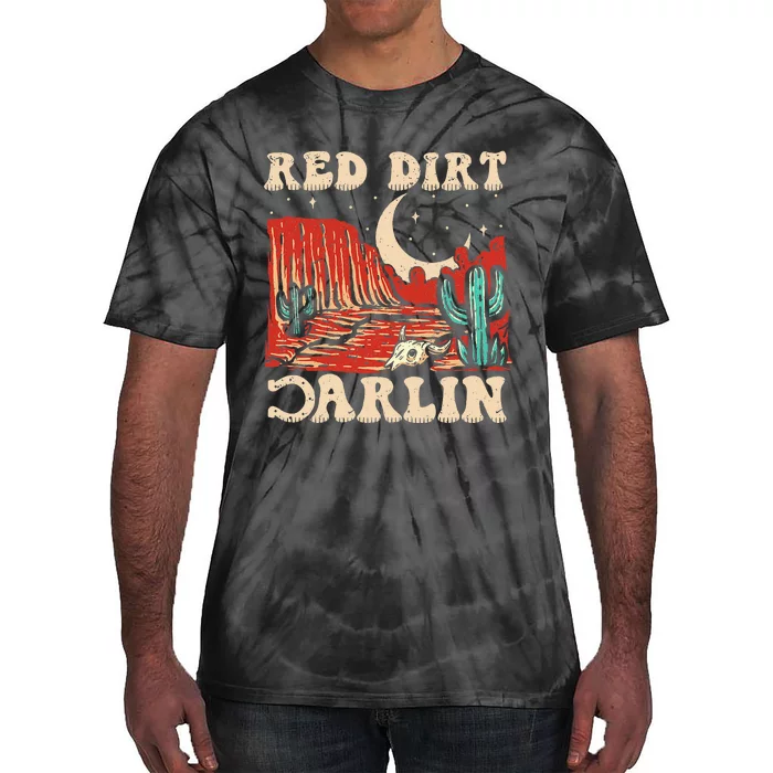 Red Dirt Country Music Western Theme Tie-Dye T-Shirt