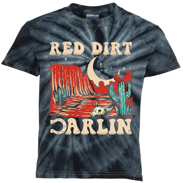 Red Dirt Country Music Western Theme Kids Tie-Dye T-Shirt