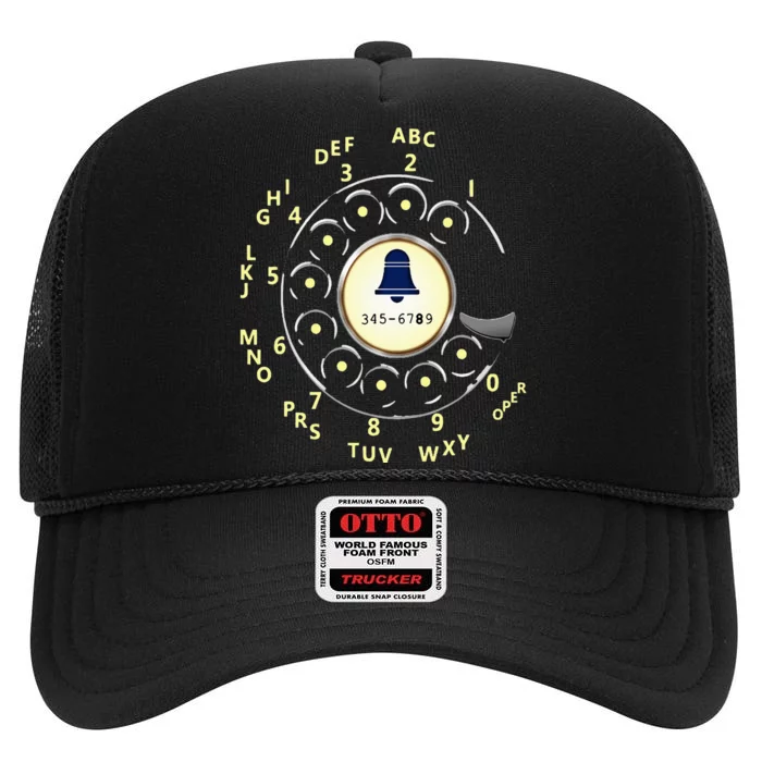 Rotary Dial Classic Phone High Crown Mesh Trucker Hat