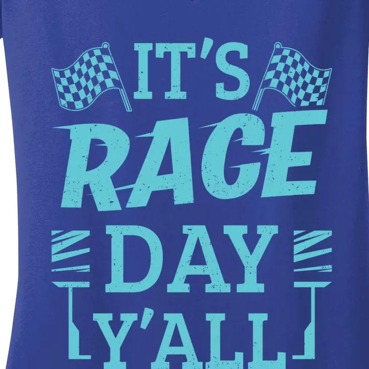 Race Day Car Stock Car Racing It's Racing Day Yall Gift Women's V-Neck T-Shirt