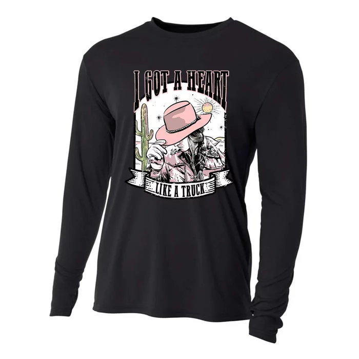 Retro Desert Cowgirl I Got A Heart Like A Truck Western Cooling Performance Long Sleeve Crew