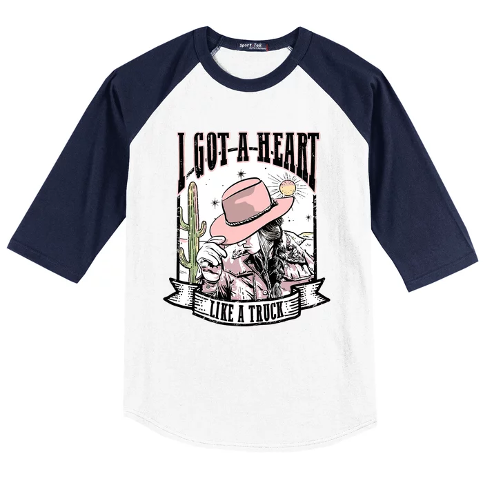 Retro Desert Cowgirl I Got A Heart Like A Truck Western Baseball Sleeve Shirt