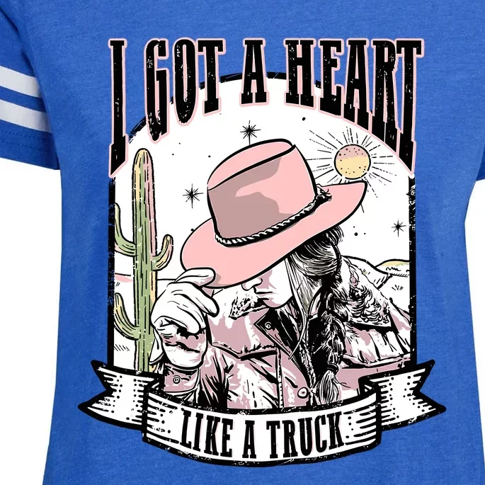 Retro Desert Cowgirl I Got A Heart Like A Truck Western Enza Ladies Jersey Football T-Shirt