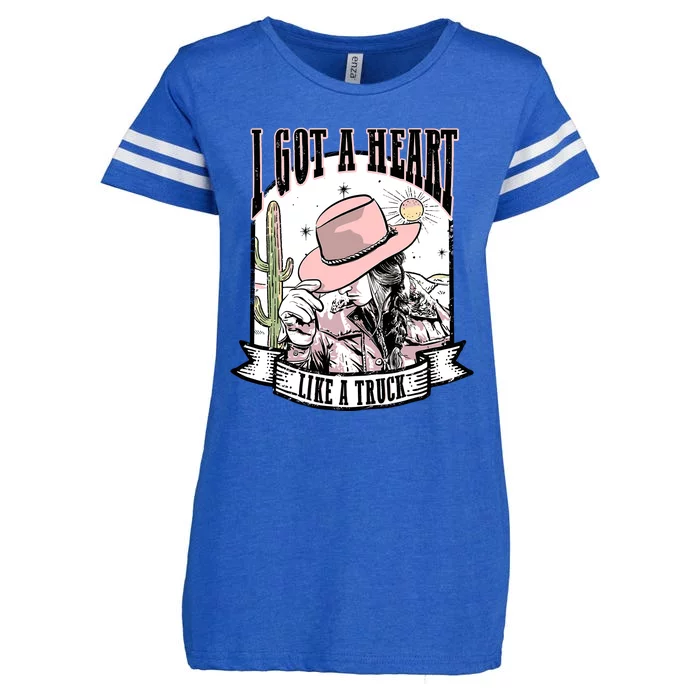 Retro Desert Cowgirl I Got A Heart Like A Truck Western Enza Ladies Jersey Football T-Shirt