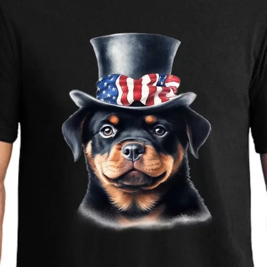 Rottweiler Dog Cute Rottie Puppy USA Flag American Dogs Pajama Set