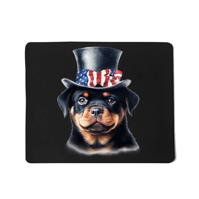 Rottweiler Dog Cute Rottie Puppy USA Flag American Dogs Mousepad