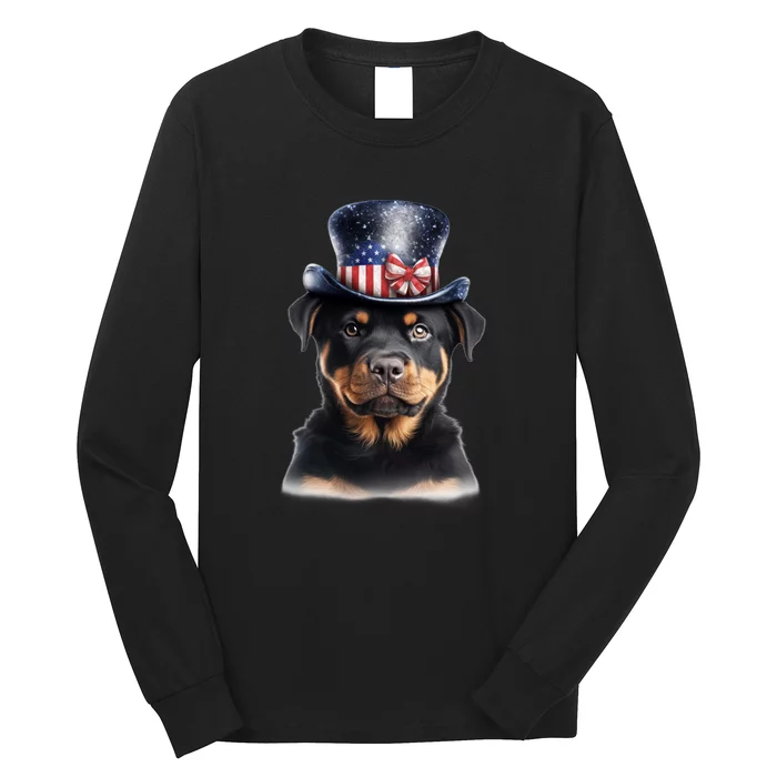 Rottweiler Dog Cute Rottie USA Flag American Dogs Rottweilers Long Sleeve Shirt