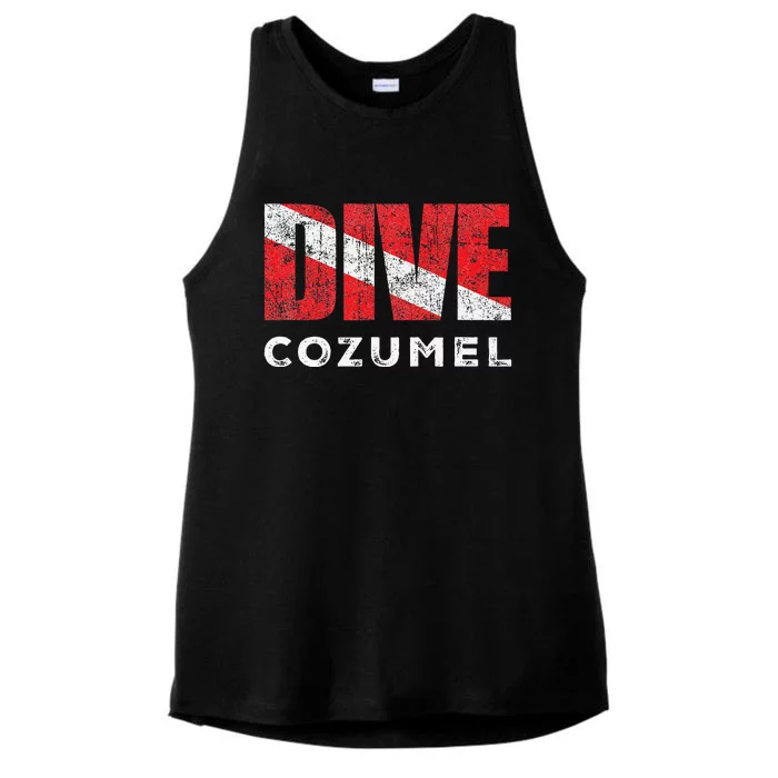 Retro Dive Cozumel Mexico Scuba Diver Vintage Dive Flag Ladies Tri-Blend Wicking Tank