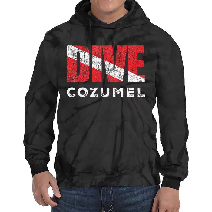 Retro Dive Cozumel Mexico Scuba Diver Vintage Dive Flag Tie Dye Hoodie