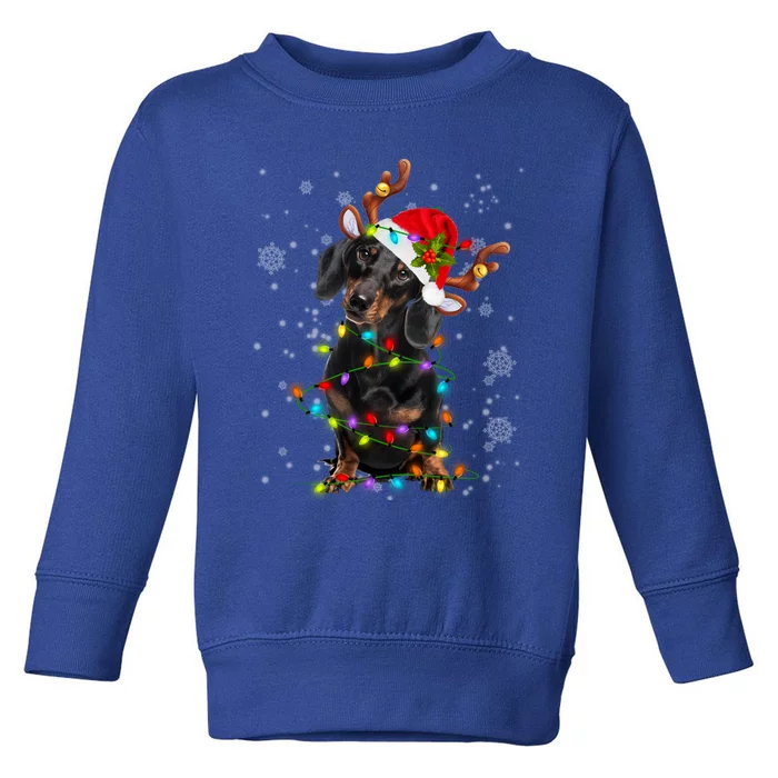 Reindeer Dachshund Christmas Lights Funny Reindeer Dackel Great Gift Toddler Sweatshirt