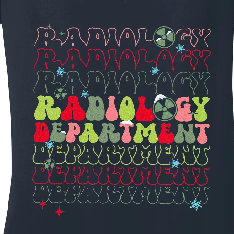 Radiology Department Christmas Xray Tech Team Rad Tech Women's V-Neck T-Shirt