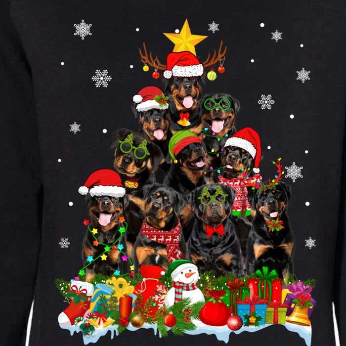 Rottweiler Dog Christmas Tree Lights Xmas Santa Hat Cute Gift Womens California Wash Sweatshirt