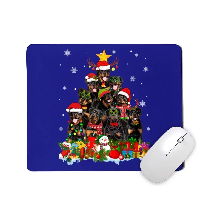 Rottweiler Dog Christmas Tree Lights Xmas Santa Hat Cute Gift Mousepad