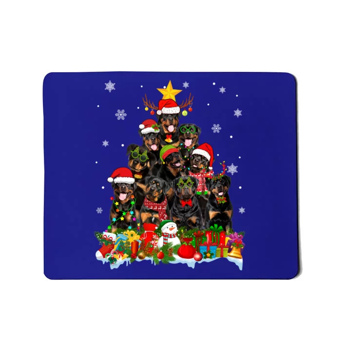 Rottweiler Dog Christmas Tree Lights Xmas Santa Hat Cute Gift Mousepad