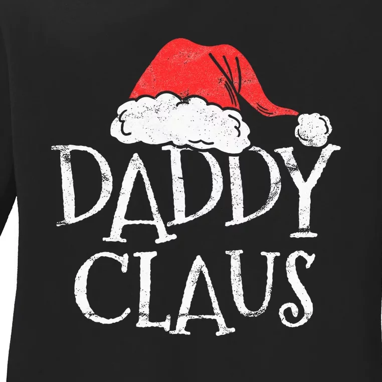 Retro Daddy Claus Gift Funny Christmas Santa Costume Dad Ladies Long Sleeve Shirt