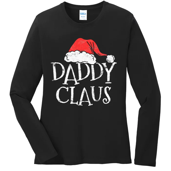 Retro Daddy Claus Gift Funny Christmas Santa Costume Dad Ladies Long Sleeve Shirt