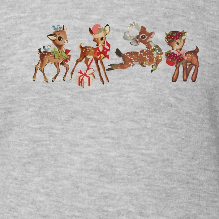 Retro Deer Christmas Baby Deer Xmas Reindeer Lover Toddler Sweatshirt