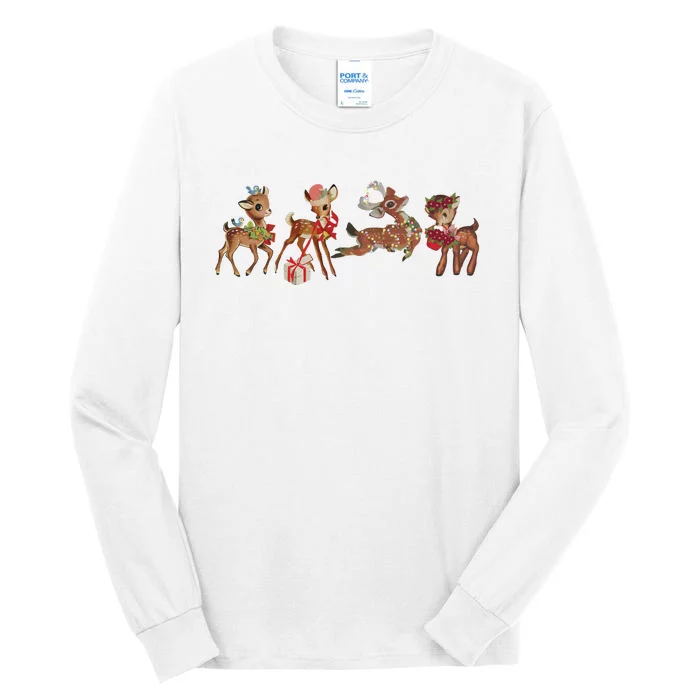 Retro Deer Christmas Baby Deer Xmas Reindeer Lover Tall Long Sleeve T-Shirt