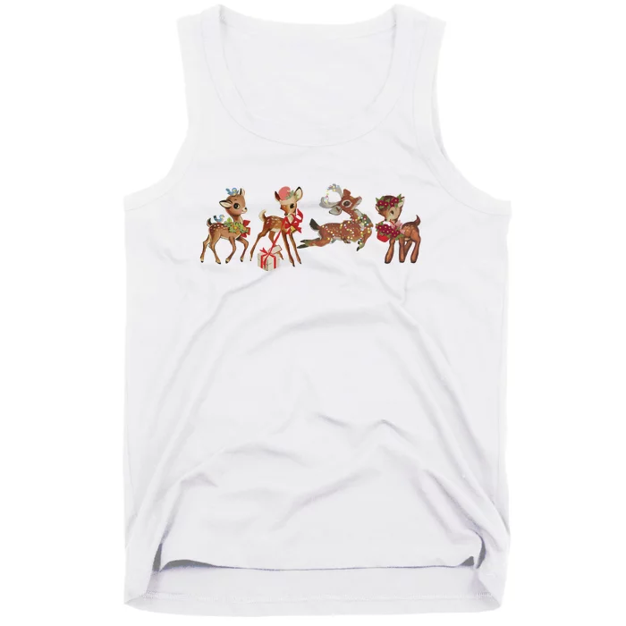 Retro Deer Christmas Baby Deer Xmas Reindeer Lover Tank Top