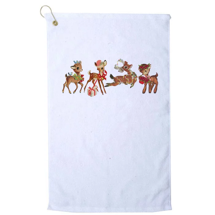 Retro Deer Christmas Baby Deer Xmas Reindeer Lover Platinum Collection Golf Towel