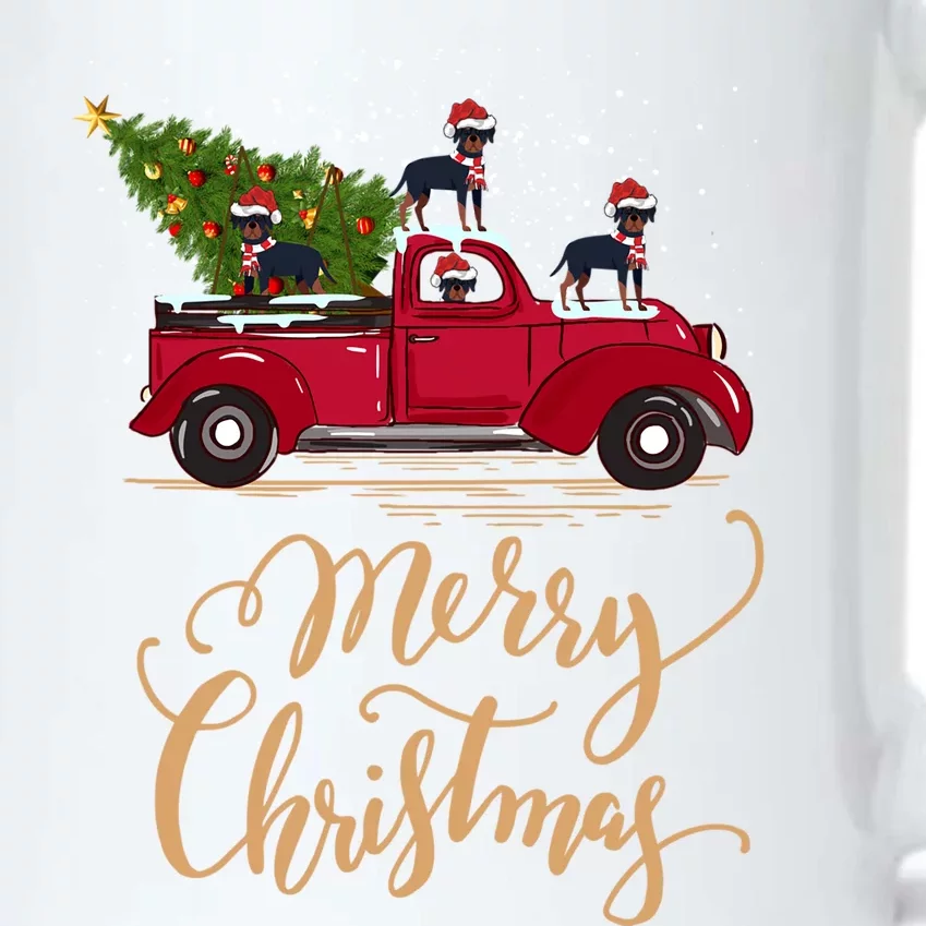 Rottweiler Driving Christmas Tree Truck Rottweiler Christmas Gift Black Color Changing Mug