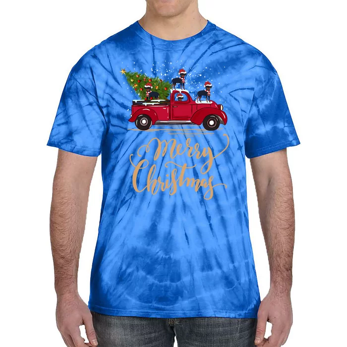 Rottweiler Driving Christmas Tree Truck Rottweiler Christmas Gift Tie-Dye T-Shirt