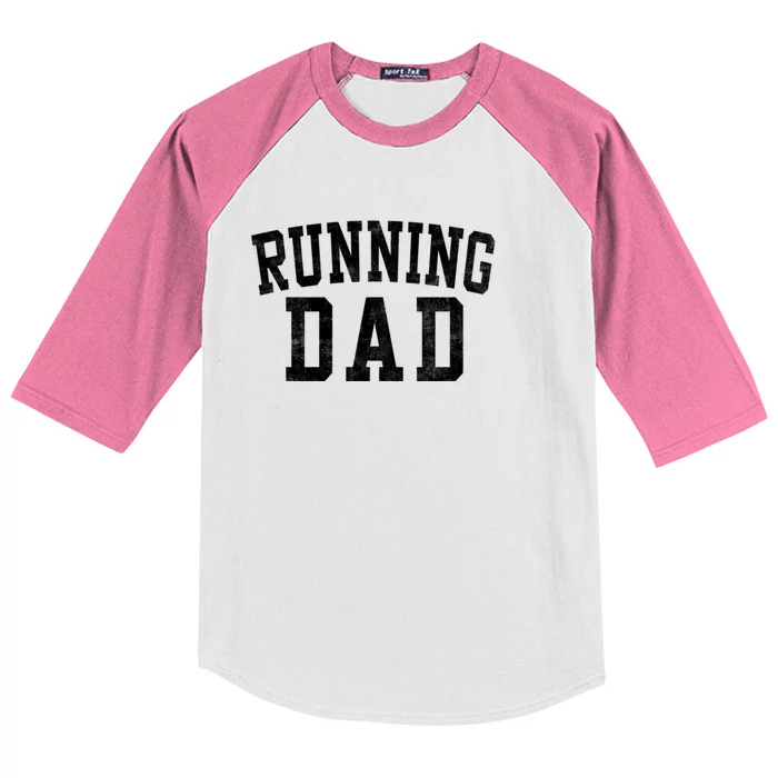 Running Dad Classic Bold Font FatherS Day Daddy Kids Colorblock Raglan Jersey