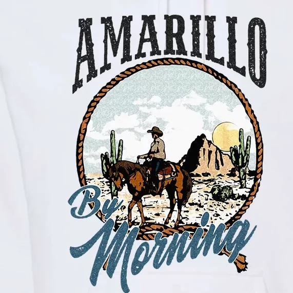 Retro Desert Cowboy Riding Horse Amarillo By Morning Western Premium Hoodie