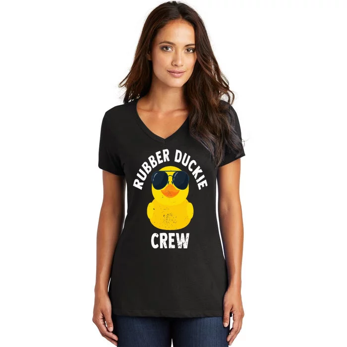 Rubber Duckie Crew Funny Rubber Duck Women's V-Neck T-Shirt