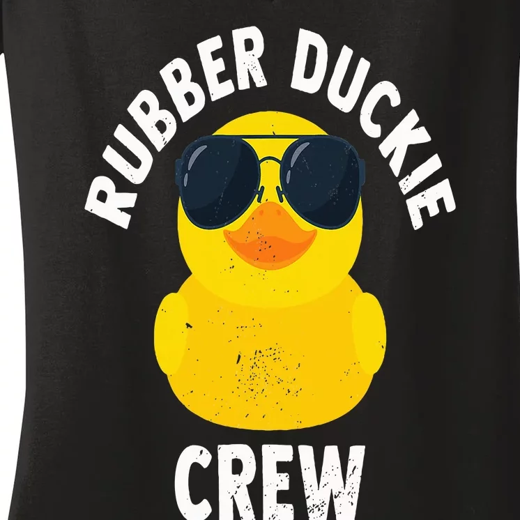 Rubber Duckie Crew Funny Rubber Duck Women's V-Neck T-Shirt