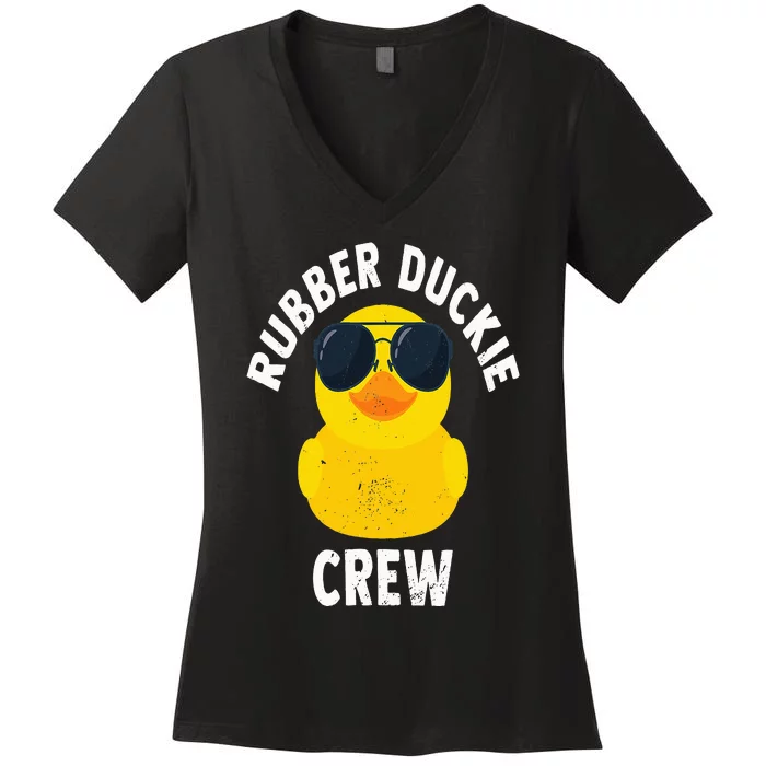 Rubber Duckie Crew Funny Rubber Duck Women's V-Neck T-Shirt