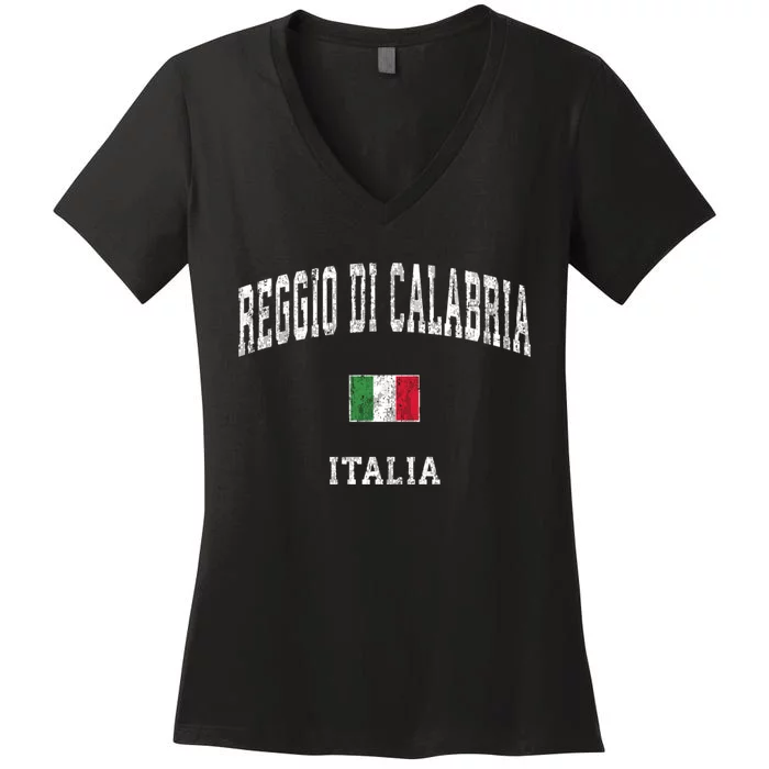 Reggio Di Calabria Italy Vintage Athletic Sports Women's V-Neck T-Shirt