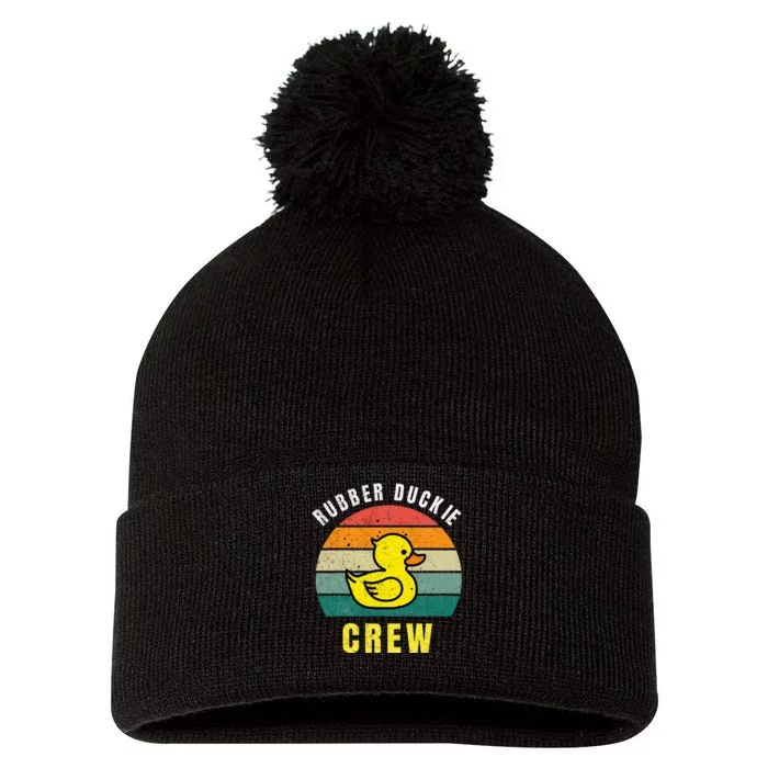 Rubber Duckie Crew Funny Rubber Duck Pom Pom 12in Knit Beanie