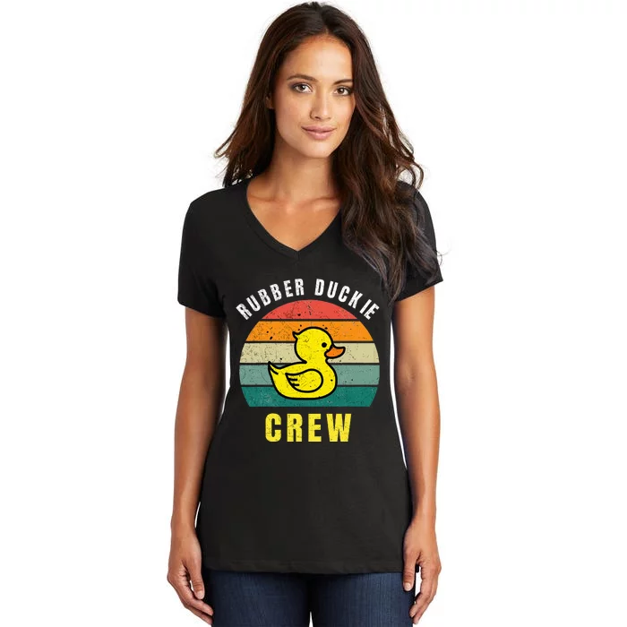 Rubber Duckie Crew Funny Rubber Duck Women's V-Neck T-Shirt