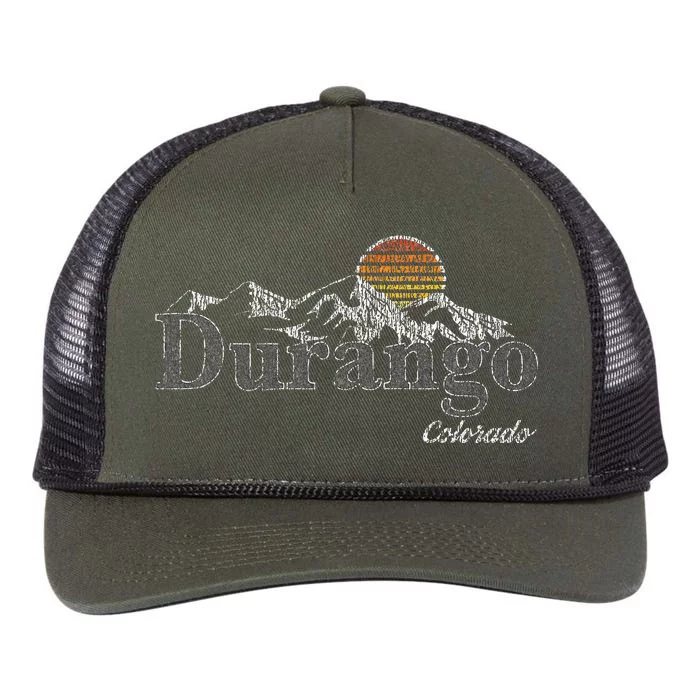 Retro Durango Colorado Mountain Retro Rope Trucker Hat Cap