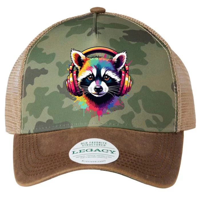 Raccoon Dj Costume Festival Concert Music Cool Raccoon Legacy Tie Dye Trucker Hat