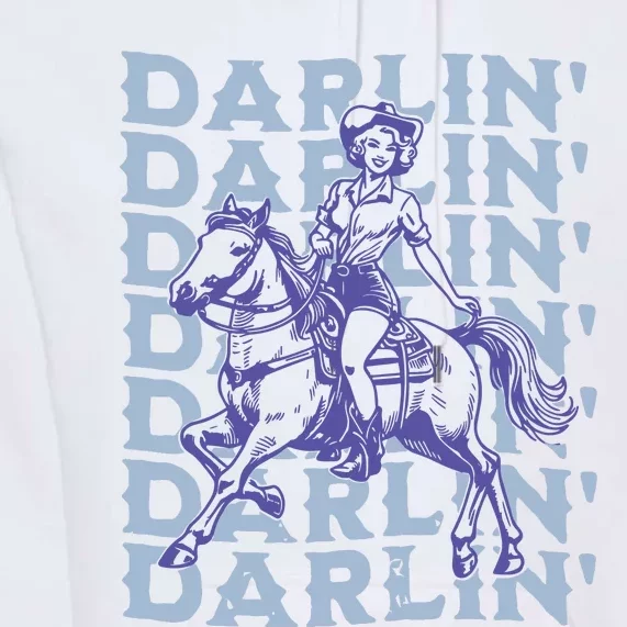 Retro Darlin Cowgirl Western Aesthetic Premium Hoodie