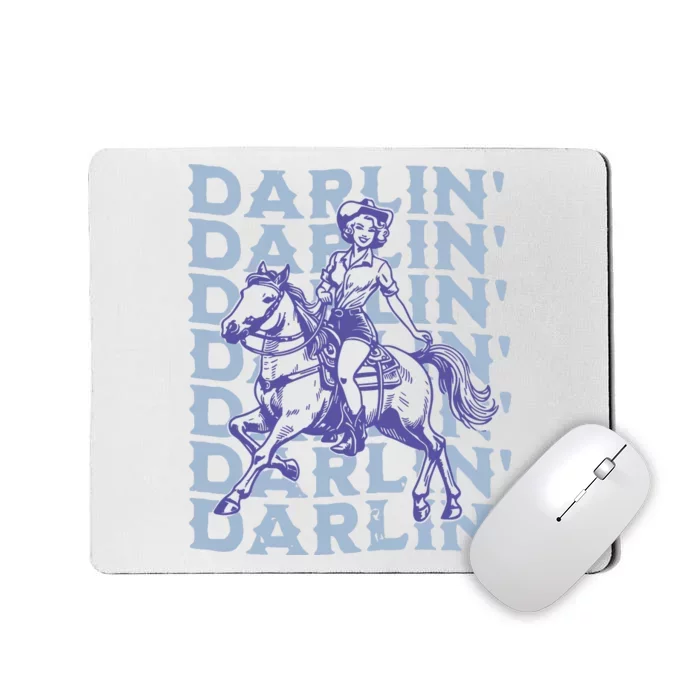 Retro Darlin Cowgirl Western Aesthetic Mousepad